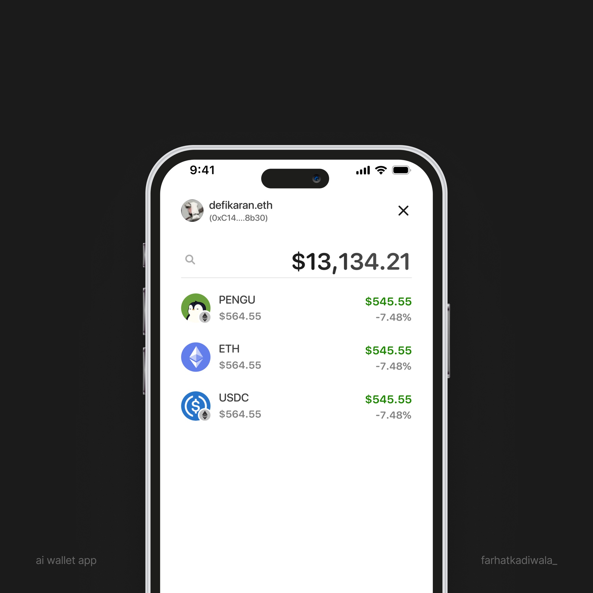 AI Wallet concept screen