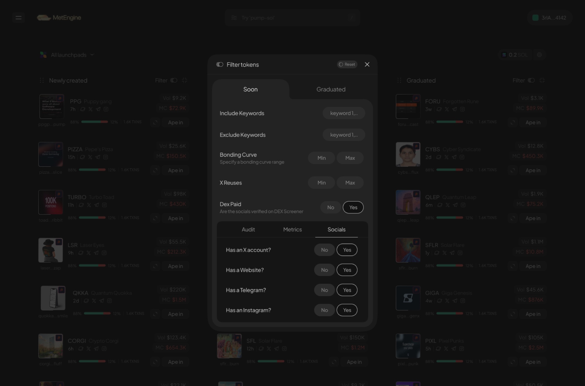 Launchpad social filter