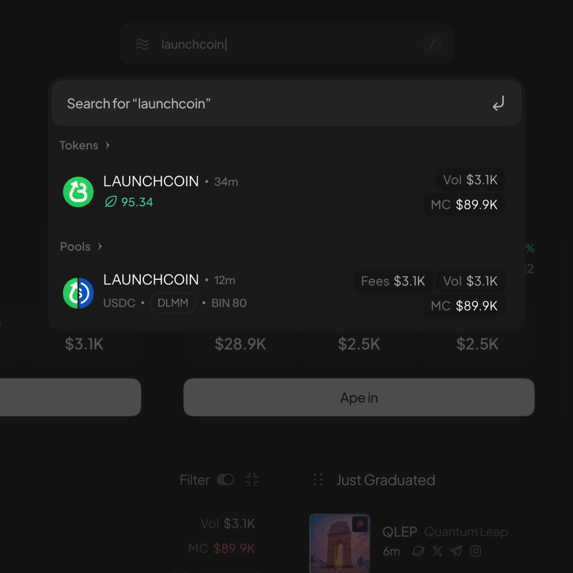 Quick search by name