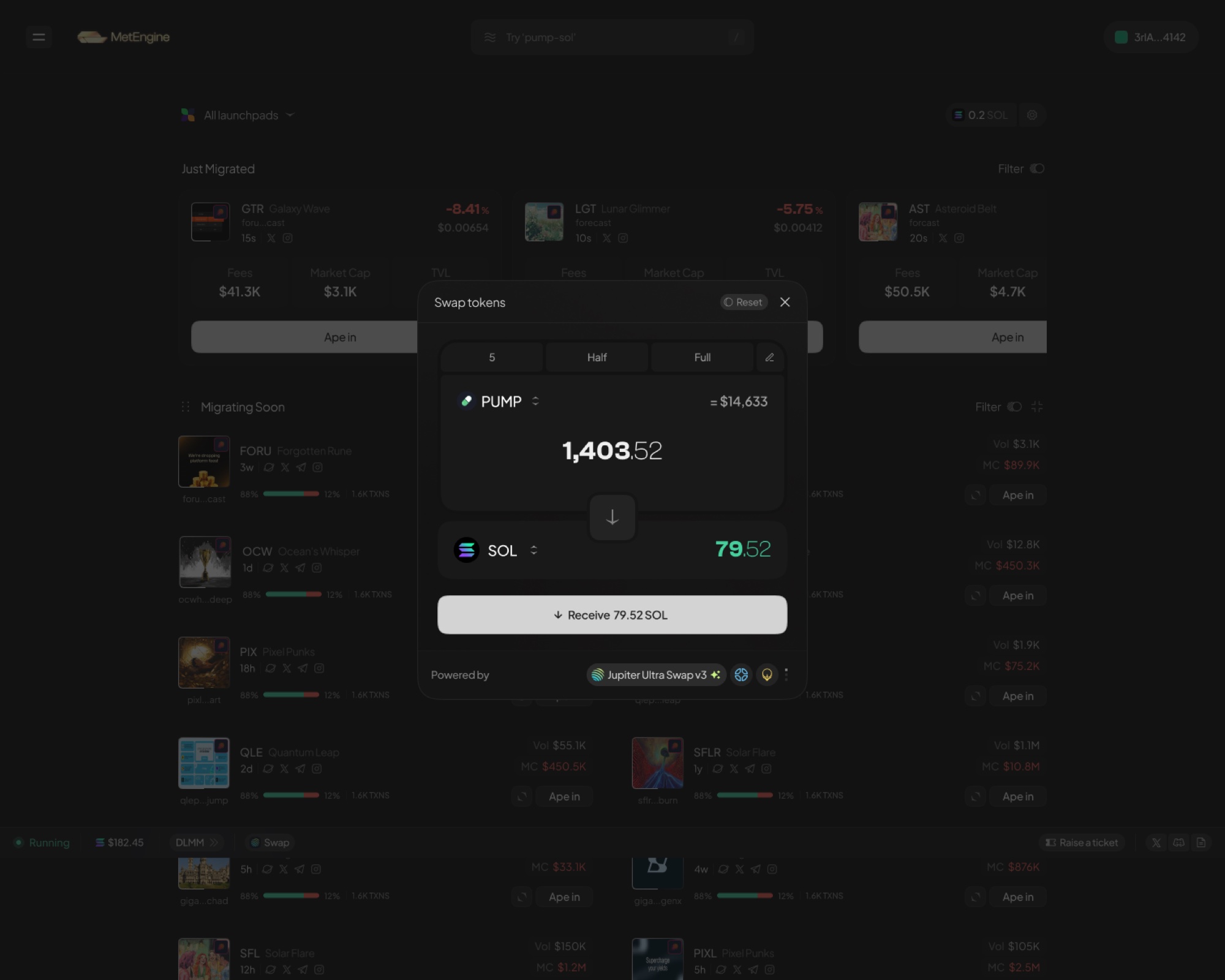 Swap from account menu