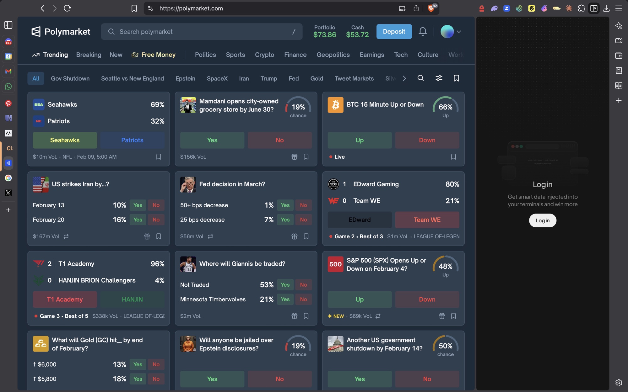 Extension sidebar — not logged in