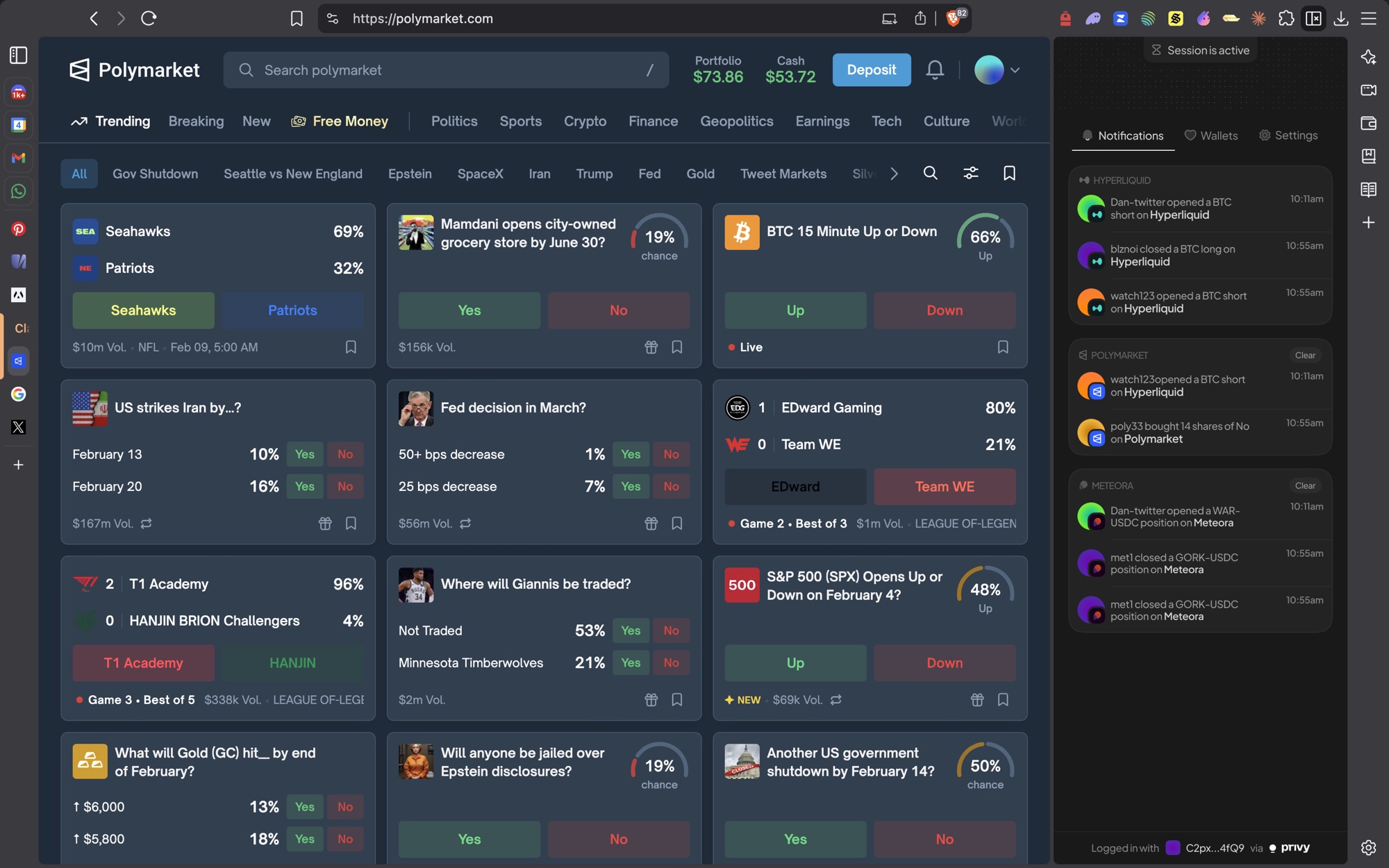 Extension sidebar — notifications