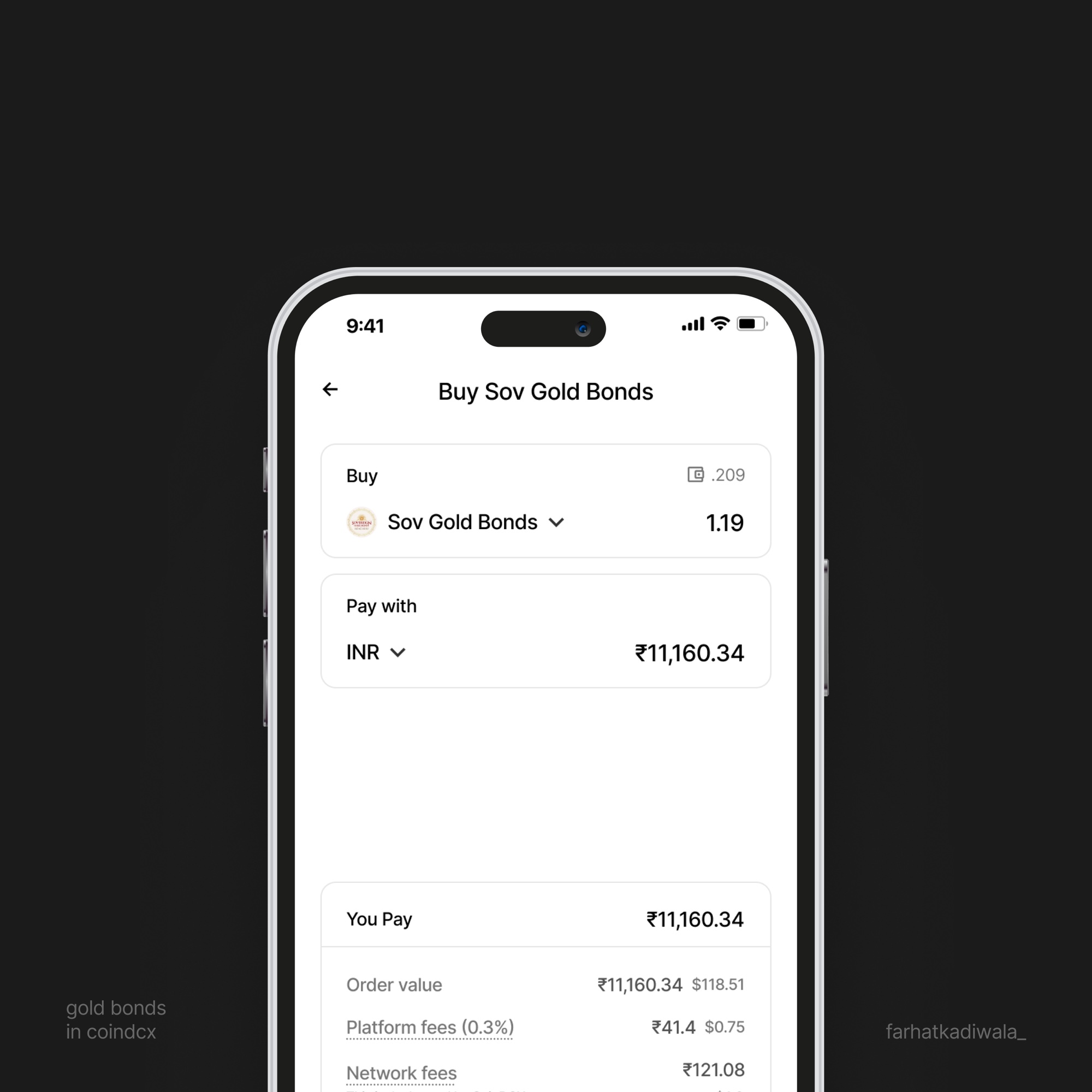 Sov Gold Bonds inside CoinDCX, buy flow